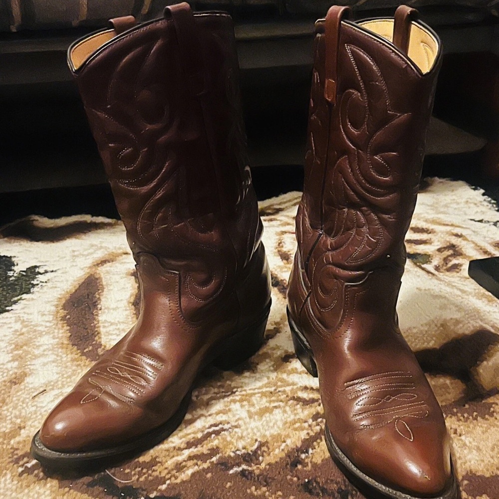 Mason Velvet-eez Brown Leather Cowboy Boots Men’s 9D / Women’s 10.5